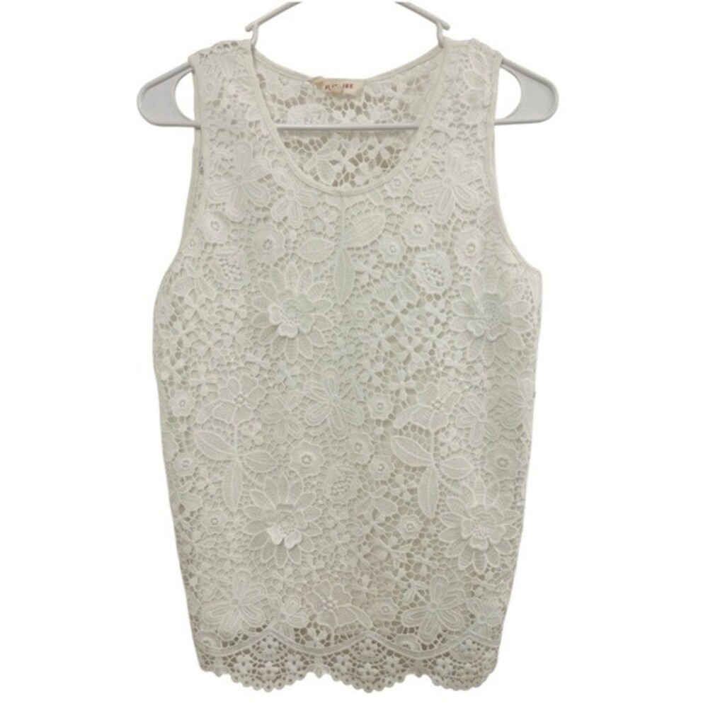 SOLITAIRE TANK TOP SIZE -S WHITE FLORAL SLEEVELESS